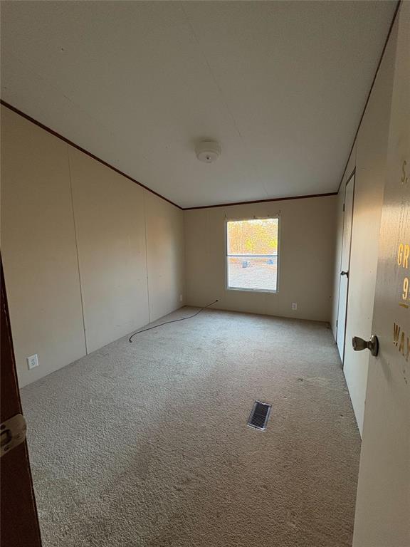 unfurnished room with light carpet