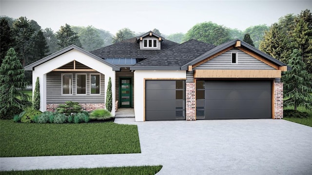 view of front facade featuring a garage and a front yard