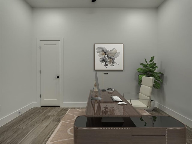 office space with light hardwood / wood-style floors