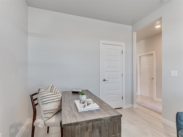 office area featuring light hardwood / wood-style flooring