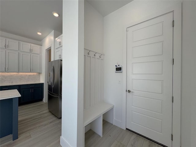 mudroom featuring light hardwood / wood-style flooring