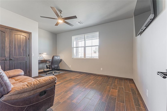 2063 County Road 1336, Blanchard, OK 73010 - home office featuring wood finished floors and a ceiling fan