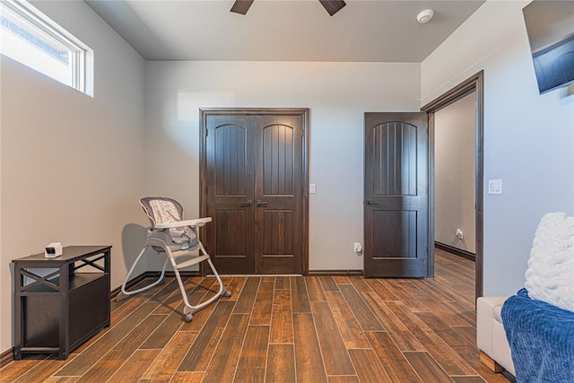 2063 County Road 1336, Blanchard, OK 73010 - sitting room with dark wood-style flooring and ceiling fan