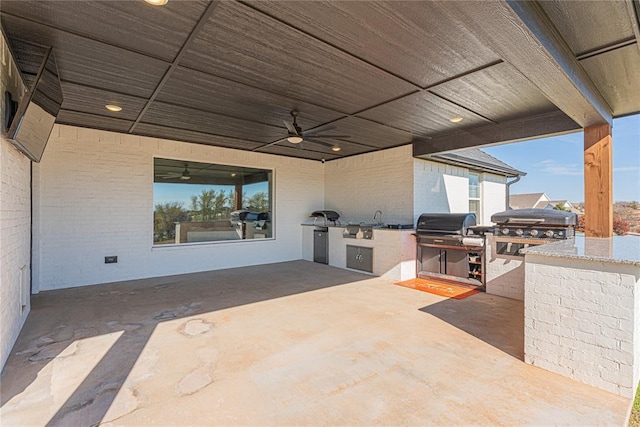 2063 County Road 1336, Blanchard, OK 73010 - view of patio with exterior kitchen and a ceiling fan