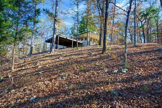 view of yard with a deck