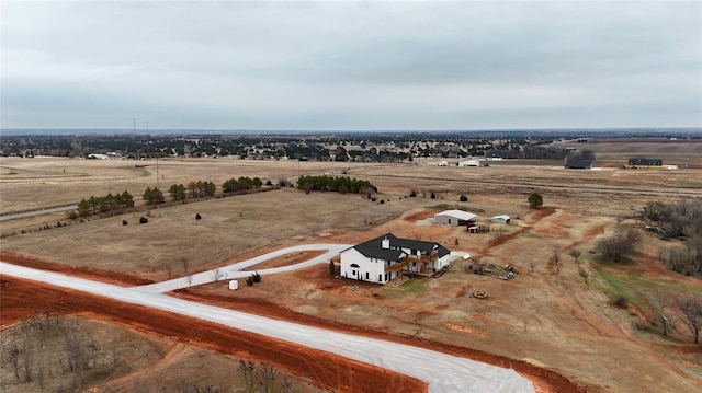 drone / aerial view with a rural view