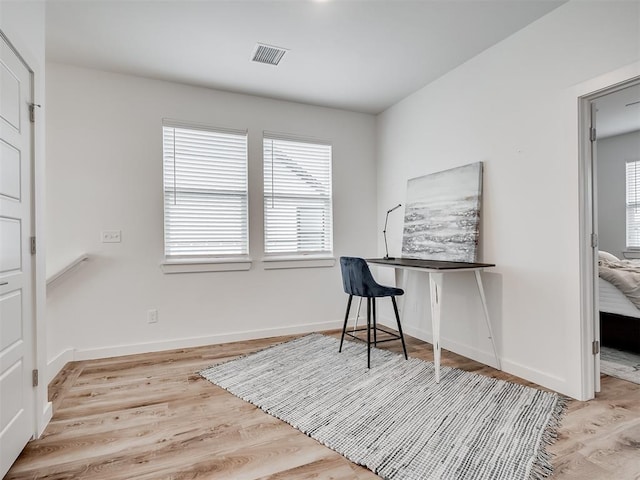 office area featuring light wood-type flooring