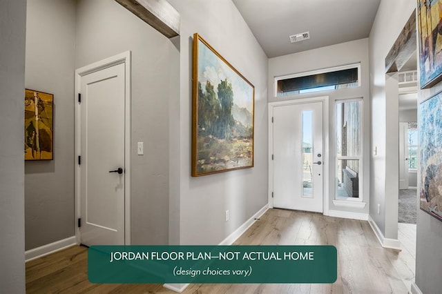 foyer with wood-type flooring