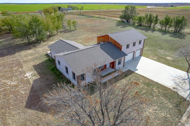 aerial view with a rural view