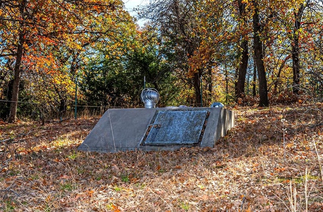 view of entry to storm shelter