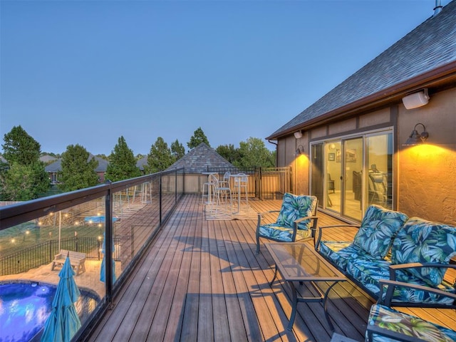 view of deck at dusk