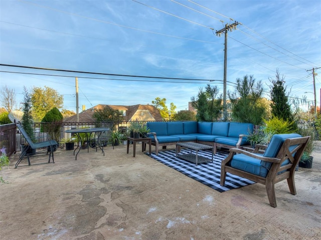 view of patio featuring an outdoor living space