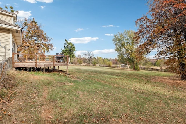 view of yard featuring a deck