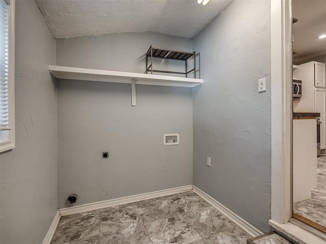 washroom with hookup for a washing machine and hookup for an electric dryer