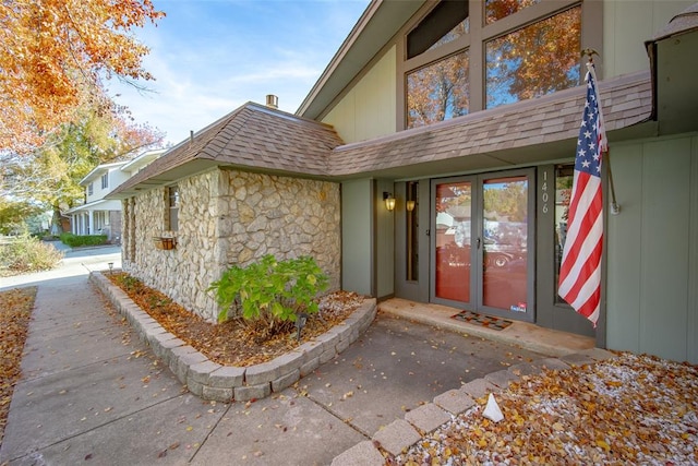 entrance to property featuring french doors