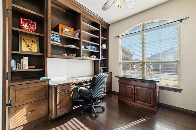 office area featuring dark wood-type flooring