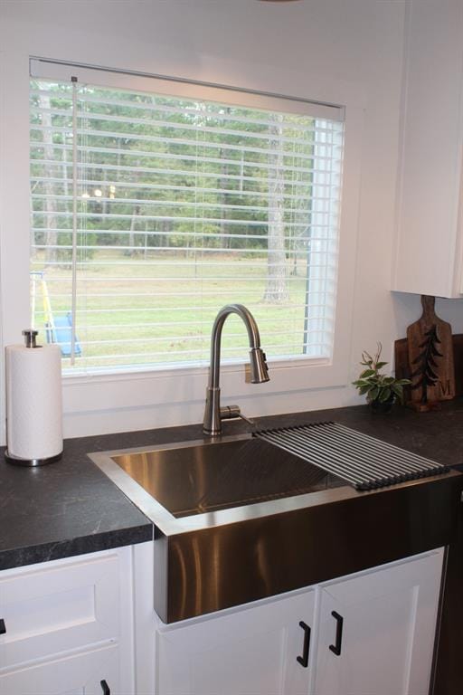 details featuring sink and white cabinets