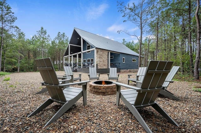 view of patio featuring a fire pit