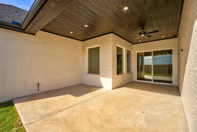 view of patio / terrace featuring ceiling fan