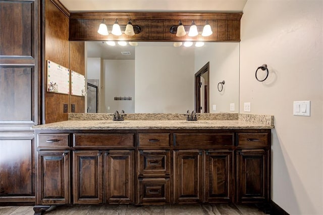 bathroom with vanity and walk in shower