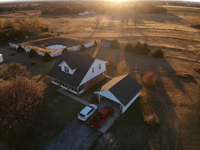 aerial view with a rural view