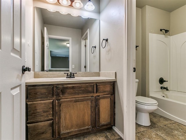 full bathroom featuring vanity, toilet, and tub / shower combination