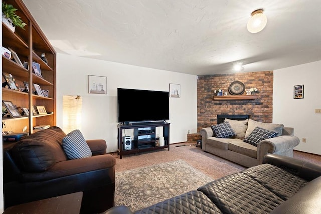 8207 NW 78th St Unit 2, Oklahoma City, OK 73132 - carpeted living room featuring a fireplace