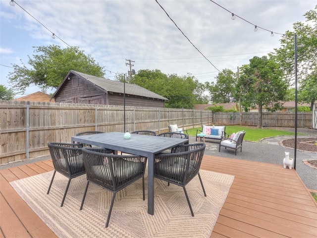 deck with an outdoor hangout area