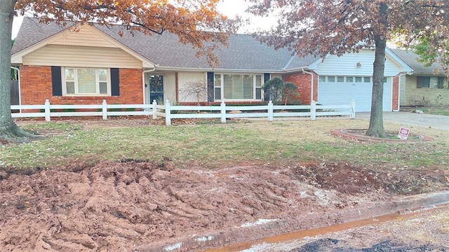 single story home with a garage