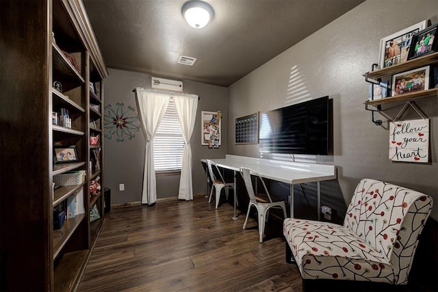 office area with dark wood-type flooring