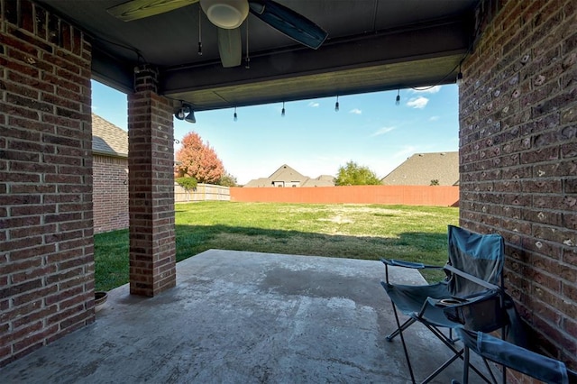 view of patio with ceiling fan