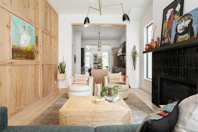 living room with wood-type flooring