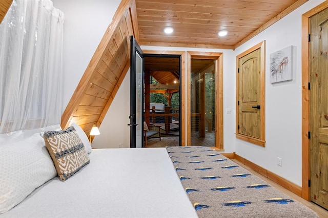 bedroom featuring wood ceiling