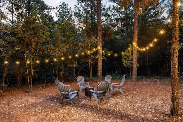 view of yard at dusk