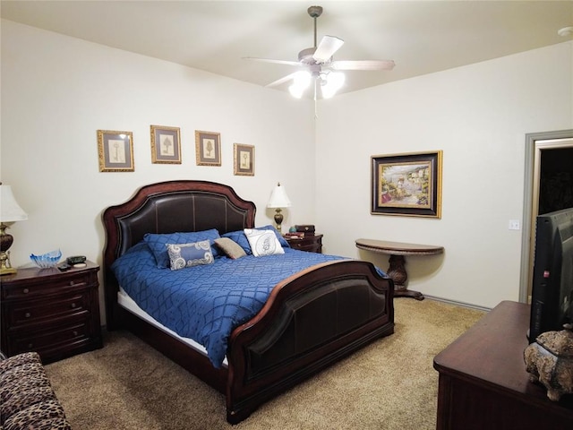 bedroom with carpet floors and ceiling fan