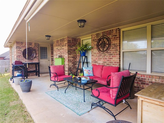 view of patio featuring an outdoor living space