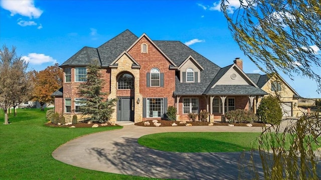 view of front of home with a front yard