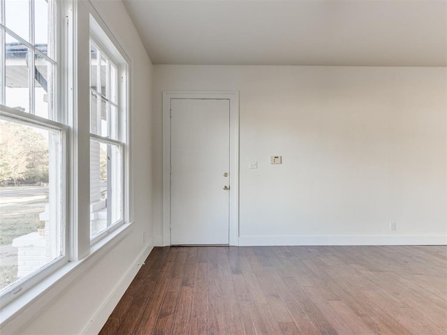 spare room featuring wood-type flooring