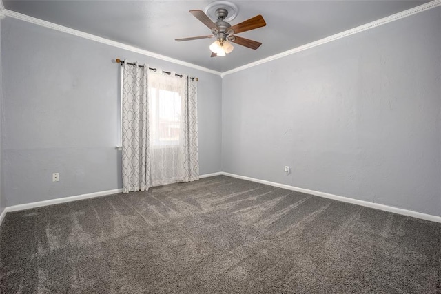 2100 Barclay Rd, Oklahoma City, OK 73120 - carpeted empty room with a ceiling fan, crown molding, and baseboards