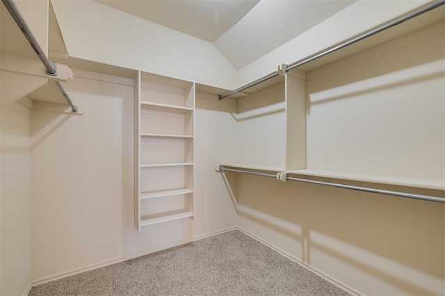 spacious closet featuring carpet and lofted ceiling