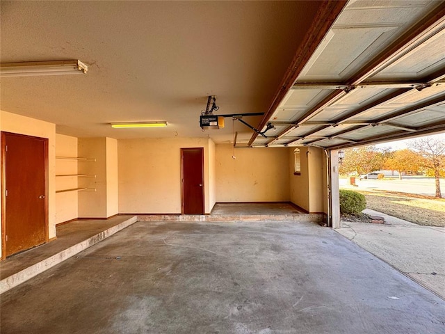 garage with a garage door opener