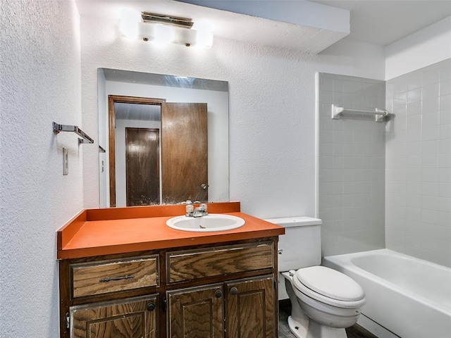 full bathroom featuring vanity, toilet, and bathing tub / shower combination