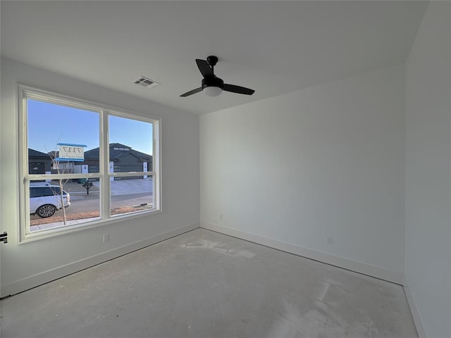 spare room featuring ceiling fan