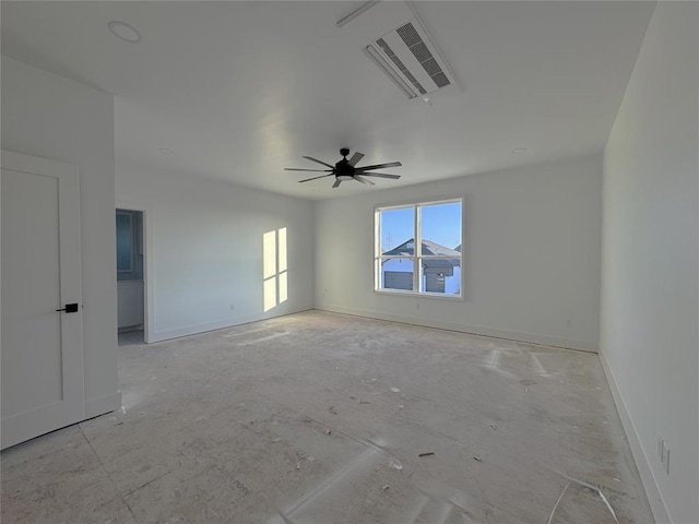 unfurnished room with ceiling fan