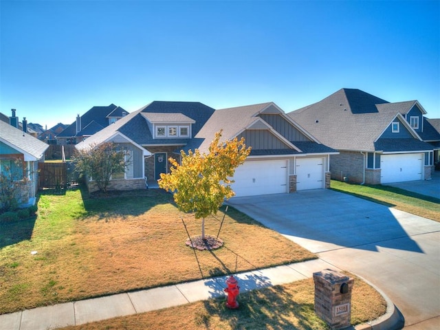 craftsman-style home with a front yard