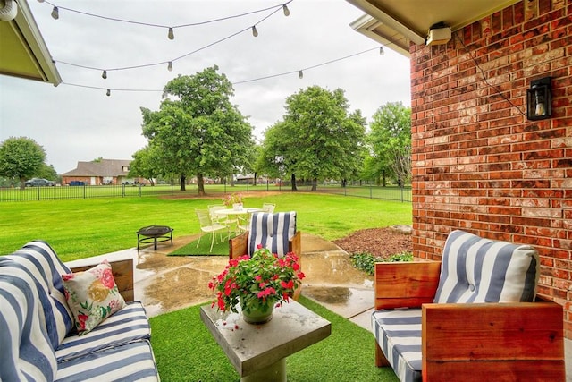 view of patio / terrace featuring an outdoor living space