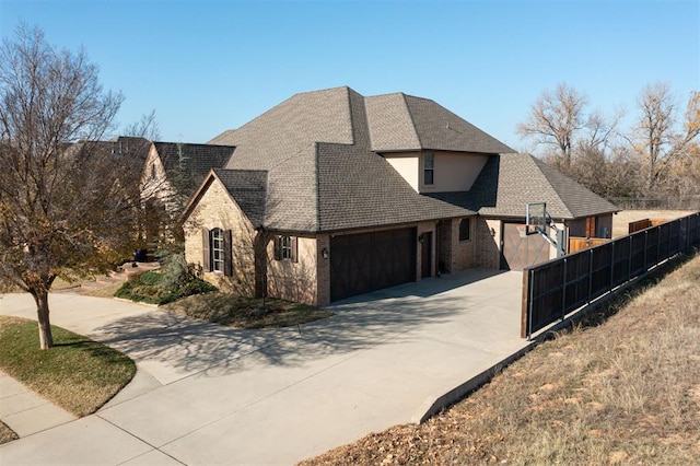 view of front of property with a garage