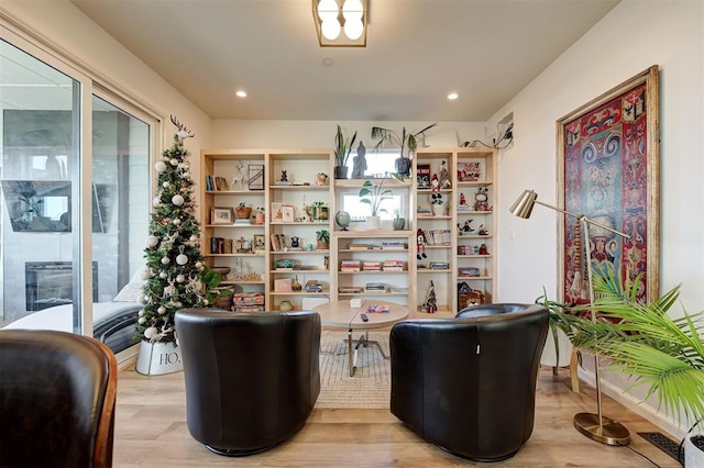 living area with light wood-type flooring