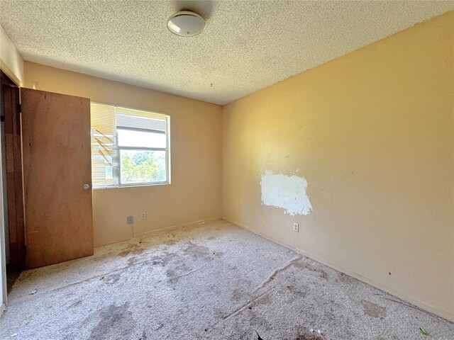 carpeted spare room with a textured ceiling