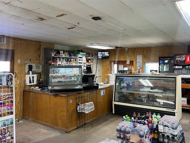 bar featuring wooden walls